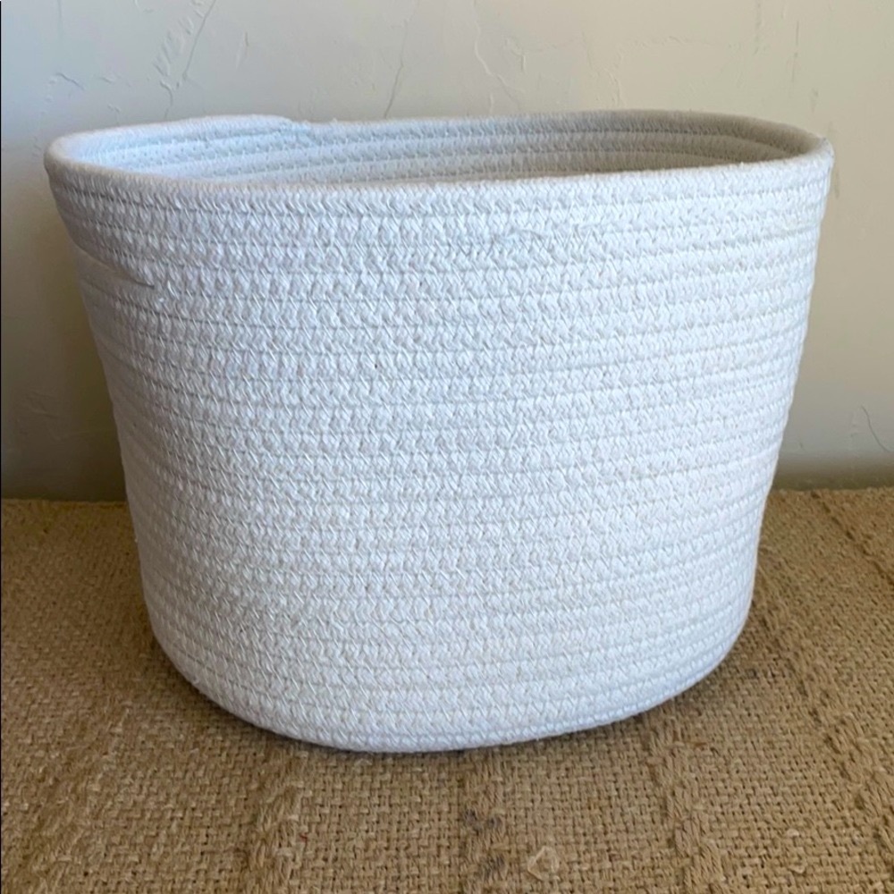 White Cloth Woven Basket with Handles